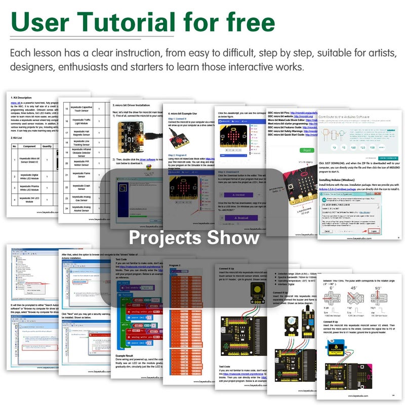 Keyestudio مجموعة البداية KEYESTUDIO 37 في 1 مع لوحة BBC Microbit V2.2، مجموعة رائعة من 37 مستشعرًا وإكسسوارات Microbit لتعليم البرمجة والإلكترونيات للمراهقين والبالغين، تعلم الدوائر الكهربائية مع الدروس. - Image 4